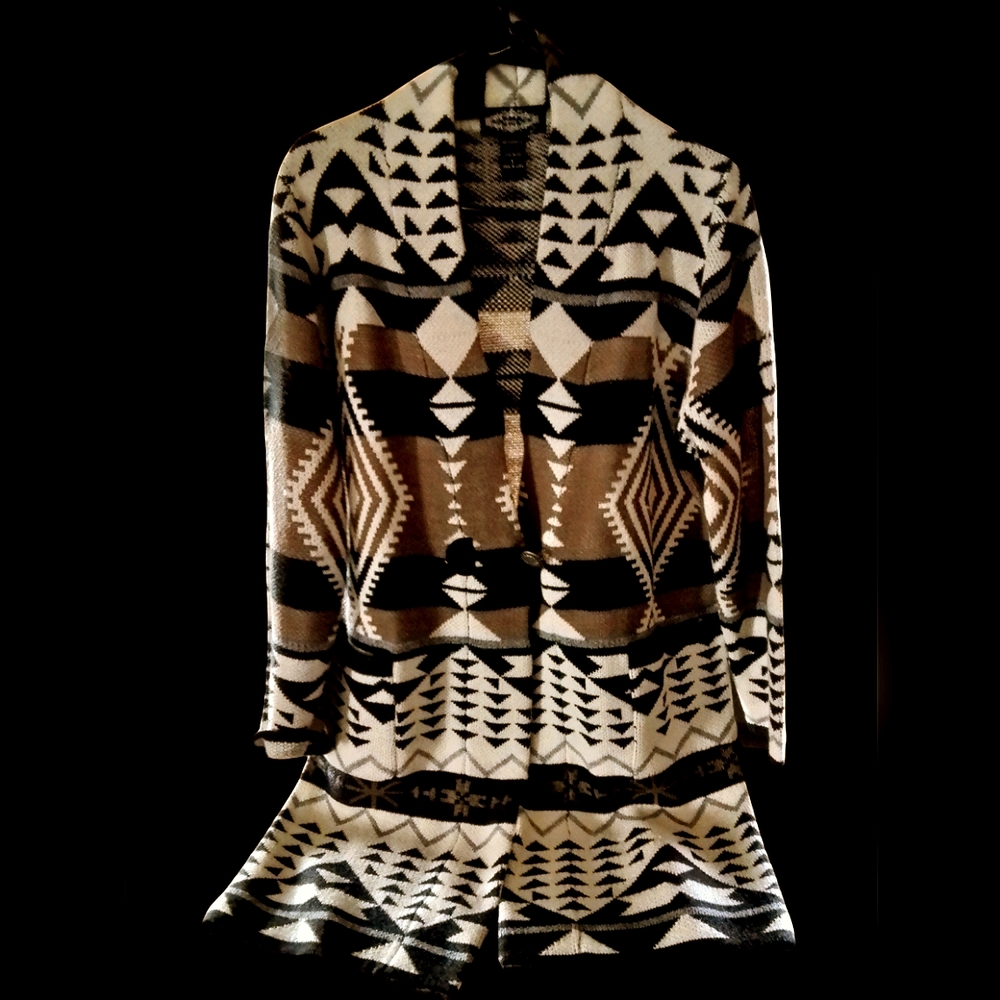 Anthropology- Oliver Aztec Print Open Front Cardigan Large